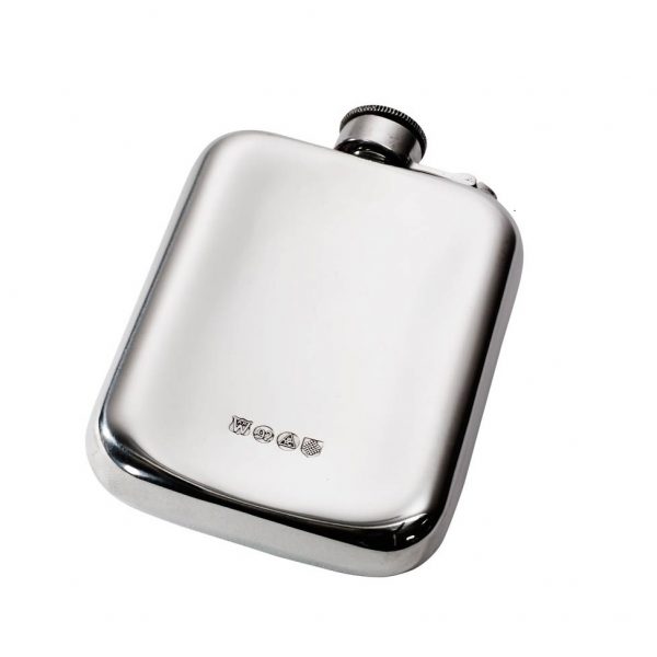 Personalised 6 oz Plain Pewter Pocket Hip Flask with Captive Top