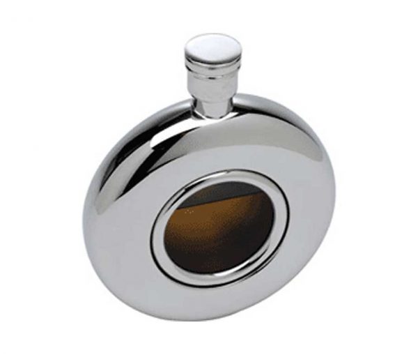 Round Window Engraved Hip Flask with Free Engraving