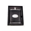 6oz Engraved Hip Flask in Black Leather with Free Engraving