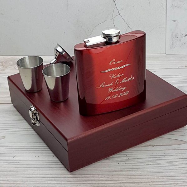 Striking personalised hip flask with gorgeous presentation box,
