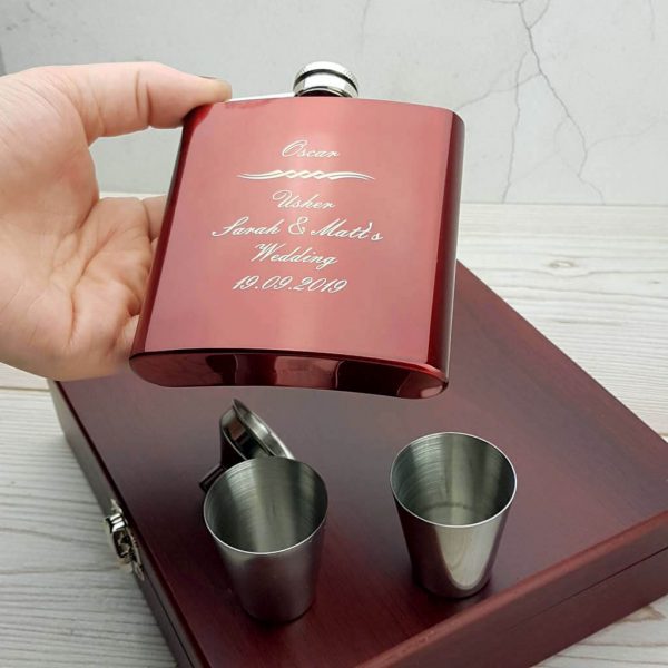 Striking personalised hip flask with gorgeous presentation box,